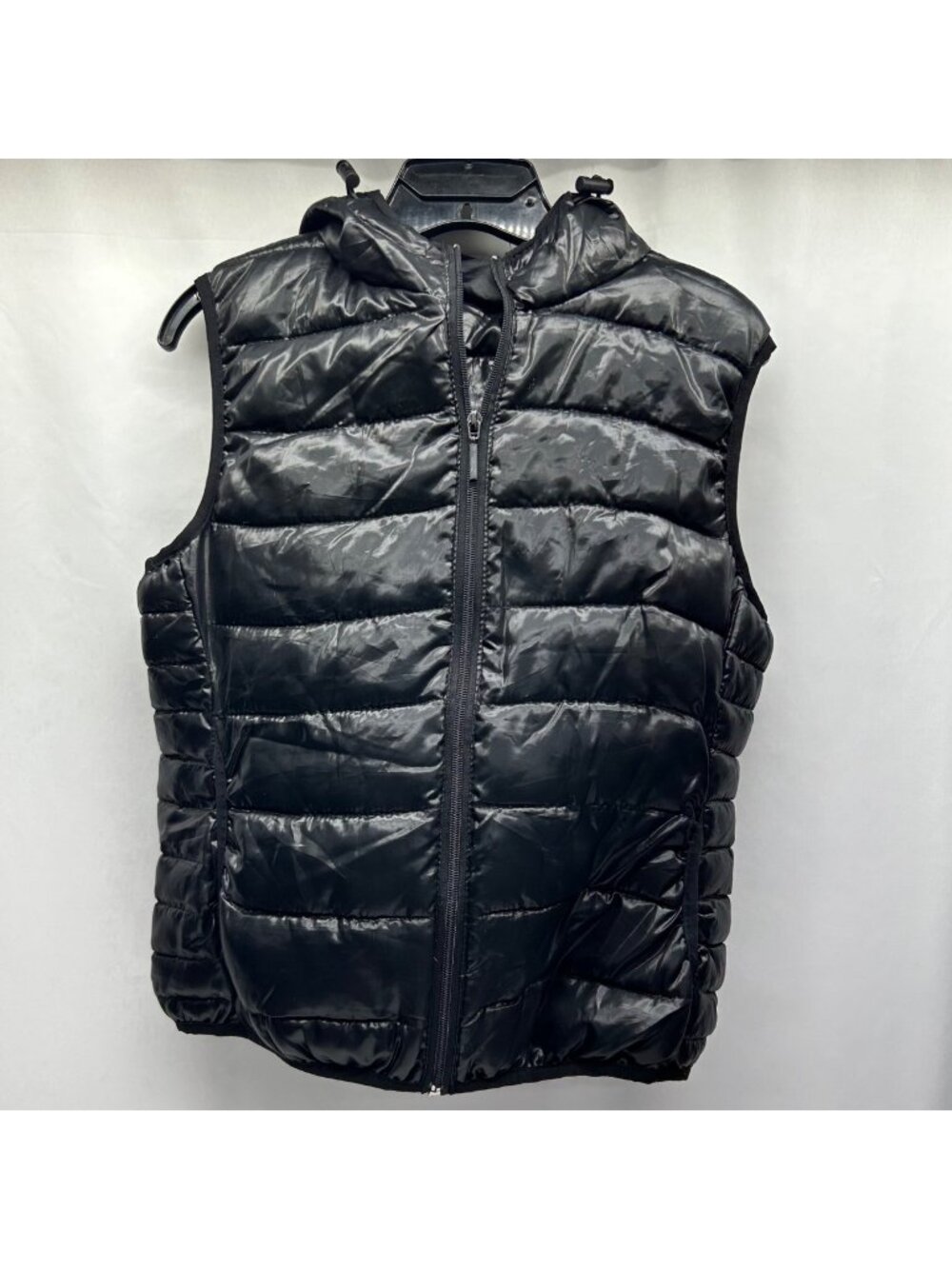 Yoki Black Puffer Vest With Hood Lightweight Quilted Design Size Women's Large